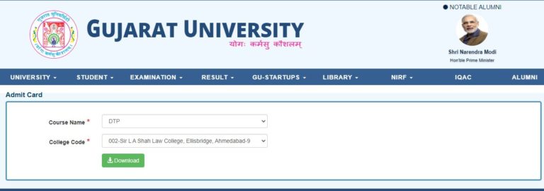 Gujarat University Exam Hall Ticket 2021