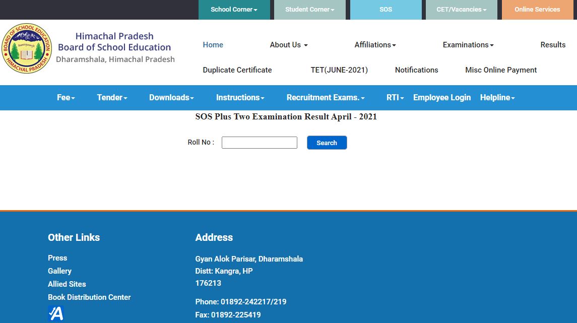 HPBOSE SOS 12th Result 2021