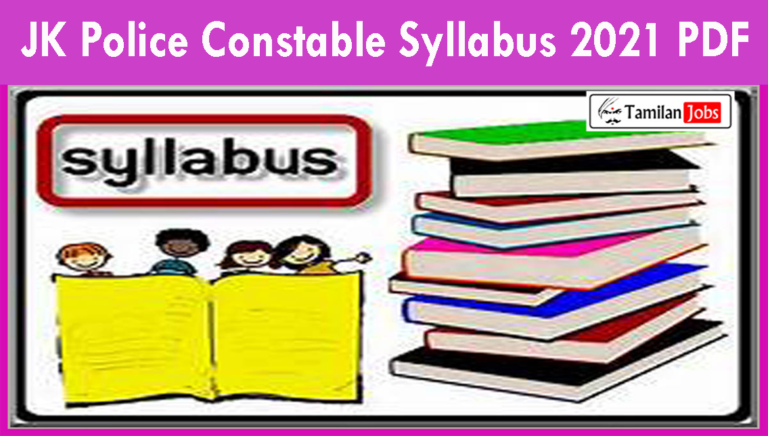 JK Police Constable Syllabus 2021 PDF