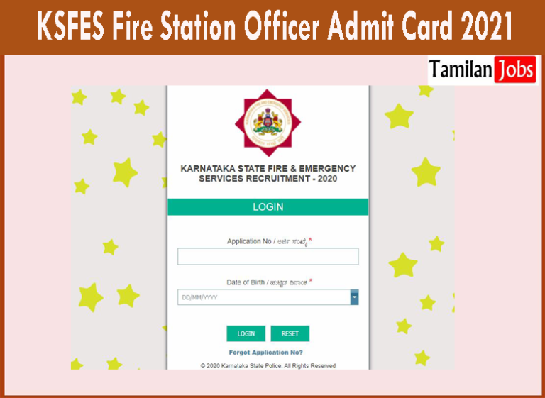 KSFES Fire Station Officer Admit Card 2021