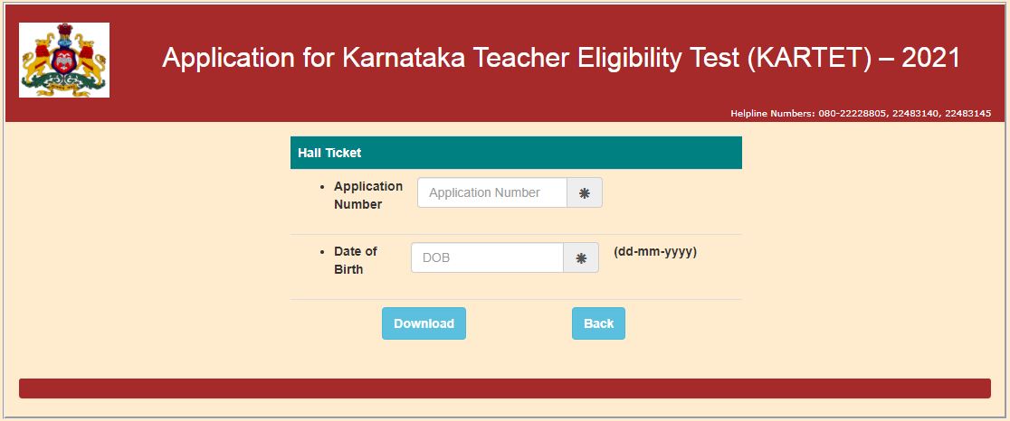 Karnataka TET Hall Ticket 2021