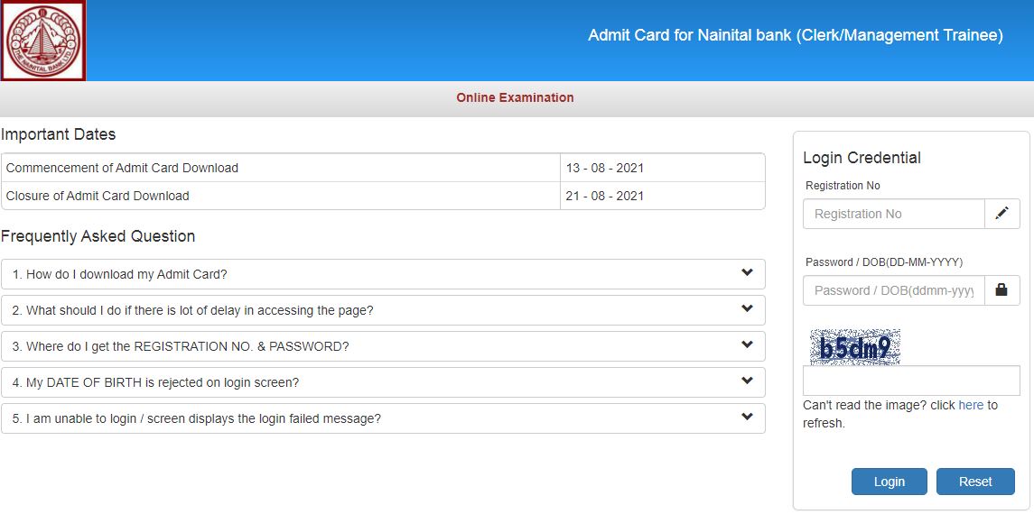 Nainital Bank Admit Card 2021