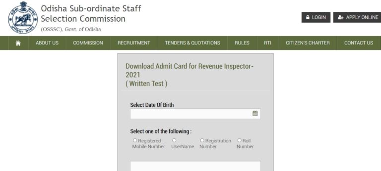 OSSSC Revenue Inspector Admit Card 2021