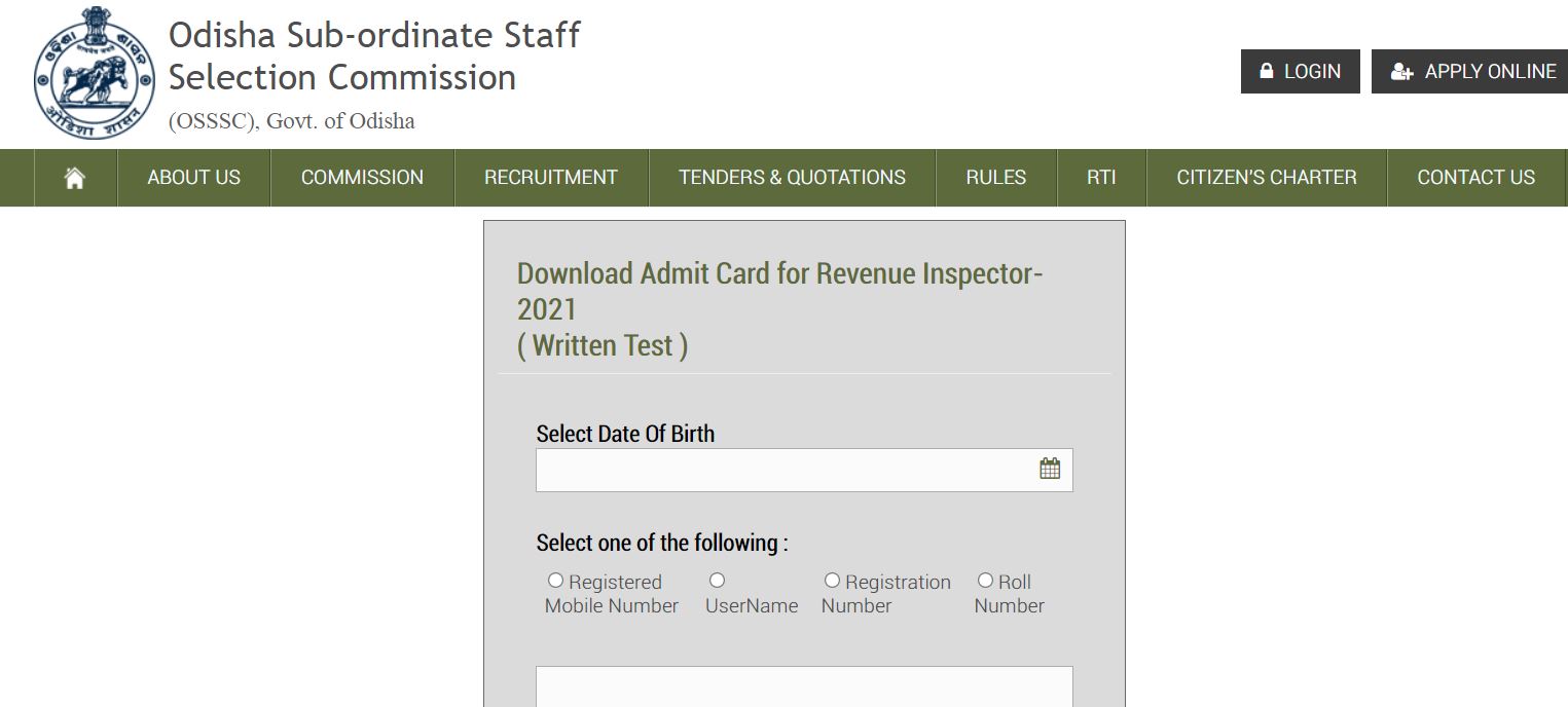 Osssc Revenue Inspector Admit Card 2021