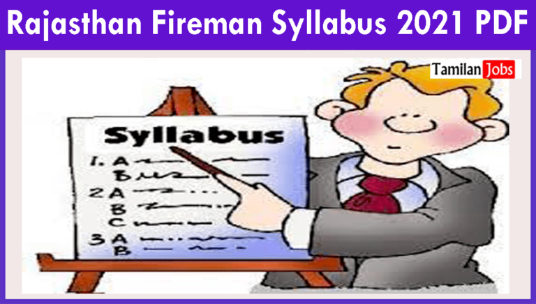 Rajasthan Fireman Syllabus 2021 PDF