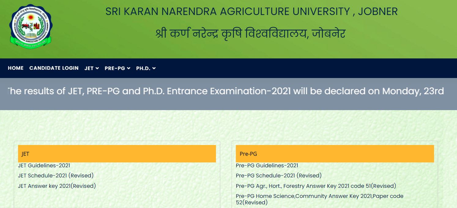 Rajasthan JET Result 2021