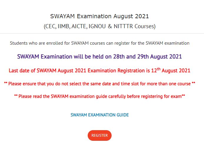Swayam Admit Card 2021
