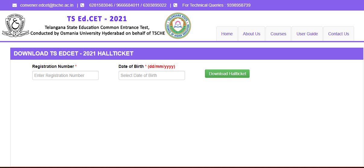 TS EDCET Hall Ticket 2021