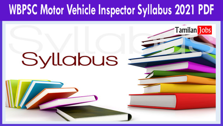 WBPSC Motor Vehicle Inspector Syllabus 2021 PDF
