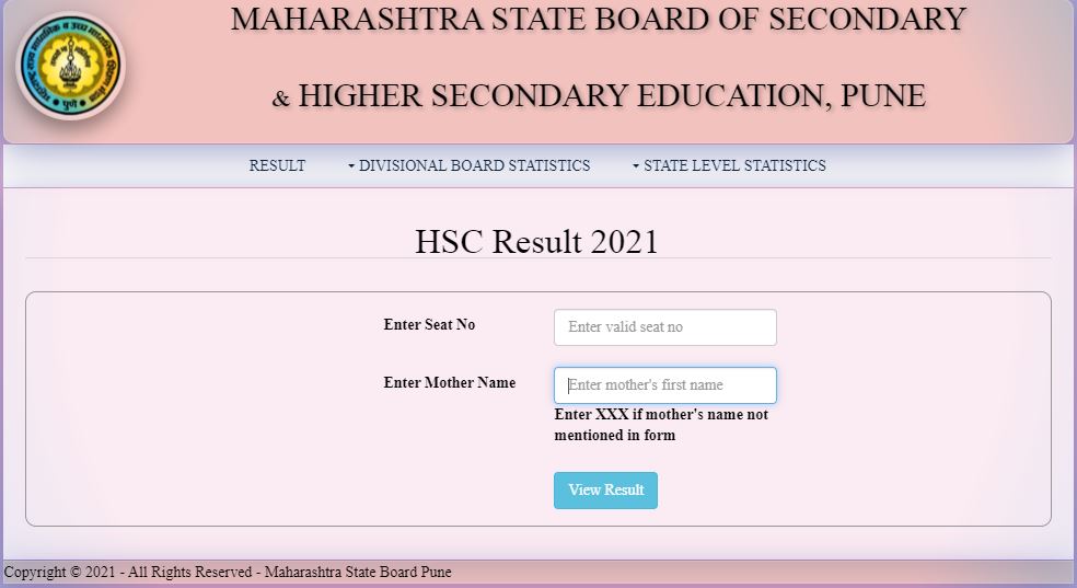 maharesult.nic.in 2021 HSC Result