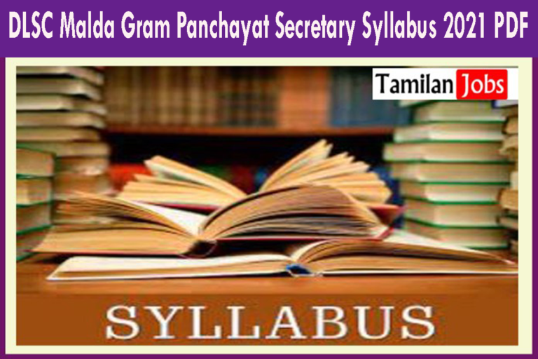 DLSC Malda Gram Panchayat Secretary Syllabus 2021 PDF