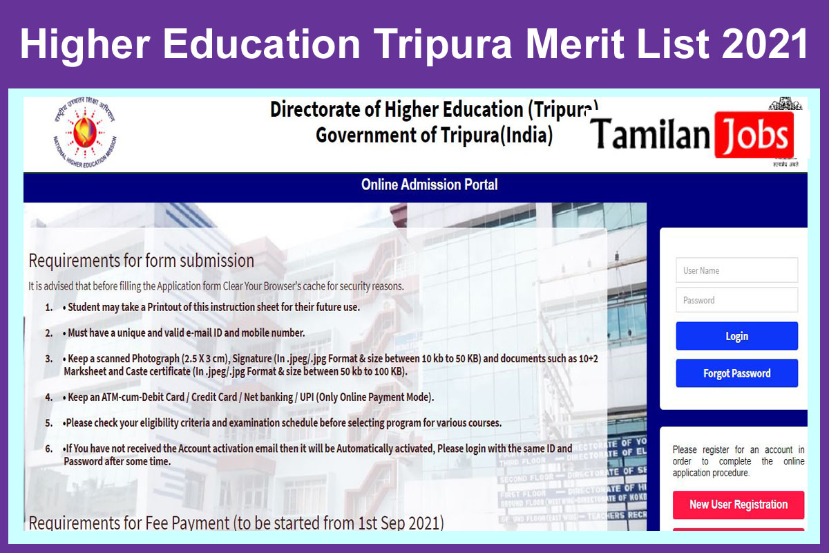 Higher Education Tripura Merit List 2021
