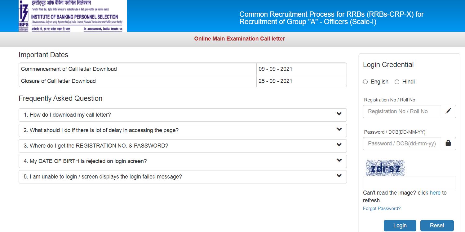 IBPS RRB Officer (Scale 1) Mains Admit Card 2021