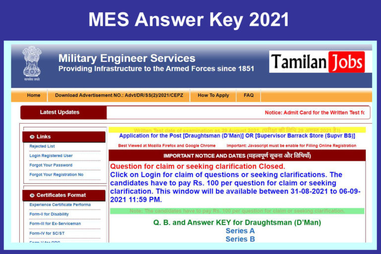 MES Answer Key 2021