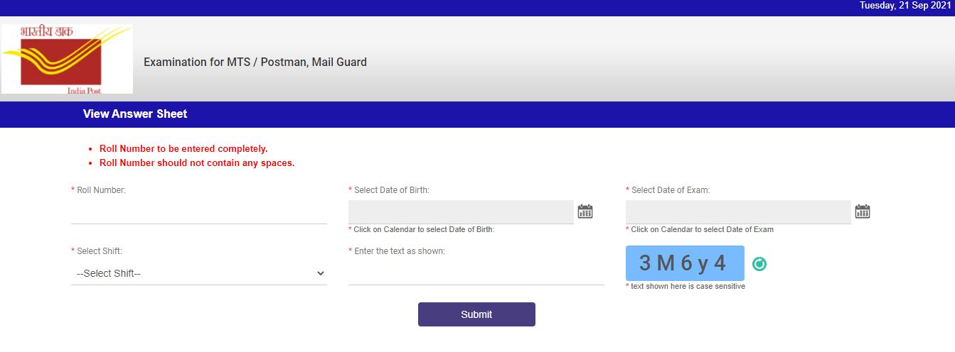 Maharashtra Postal Circle MTS Answer Key 2021