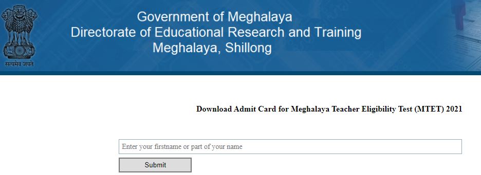 Meghalaya TET Admit Card 2021