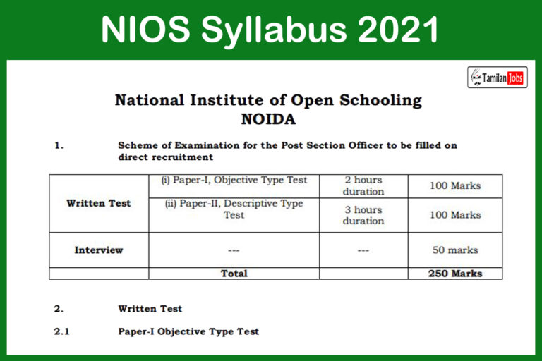 NIOS Syllabus 2021