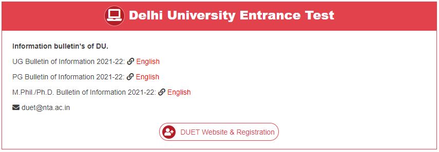 NTA DUET Exam Date 2021