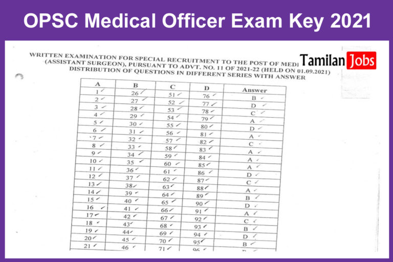 OPSC Medical Officer Exam Key 2021