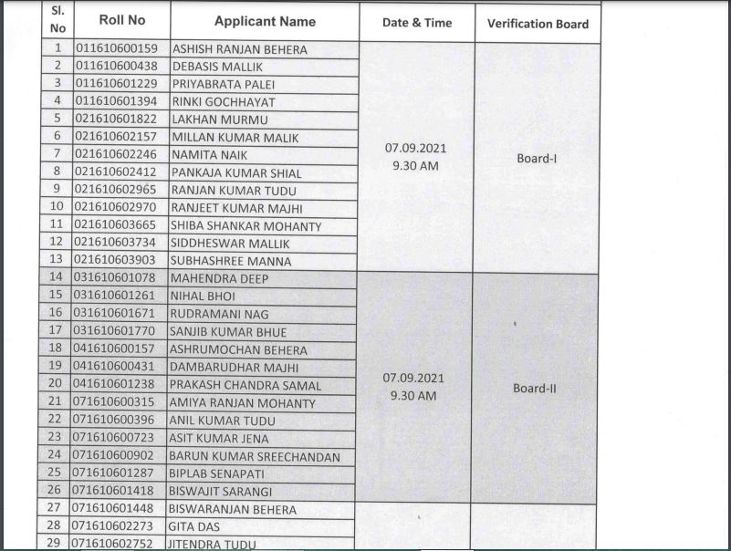 OSSC Junior Clerk DV Schedule 2021