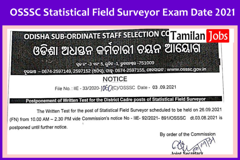OSSSC Statistical Field Surveyor Exam Date 2021
