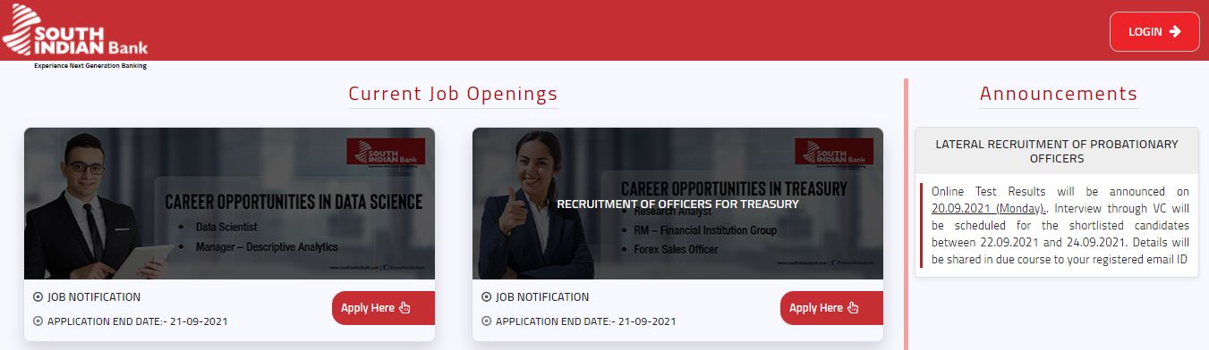 South Indian Bank PO Interview Date 2021