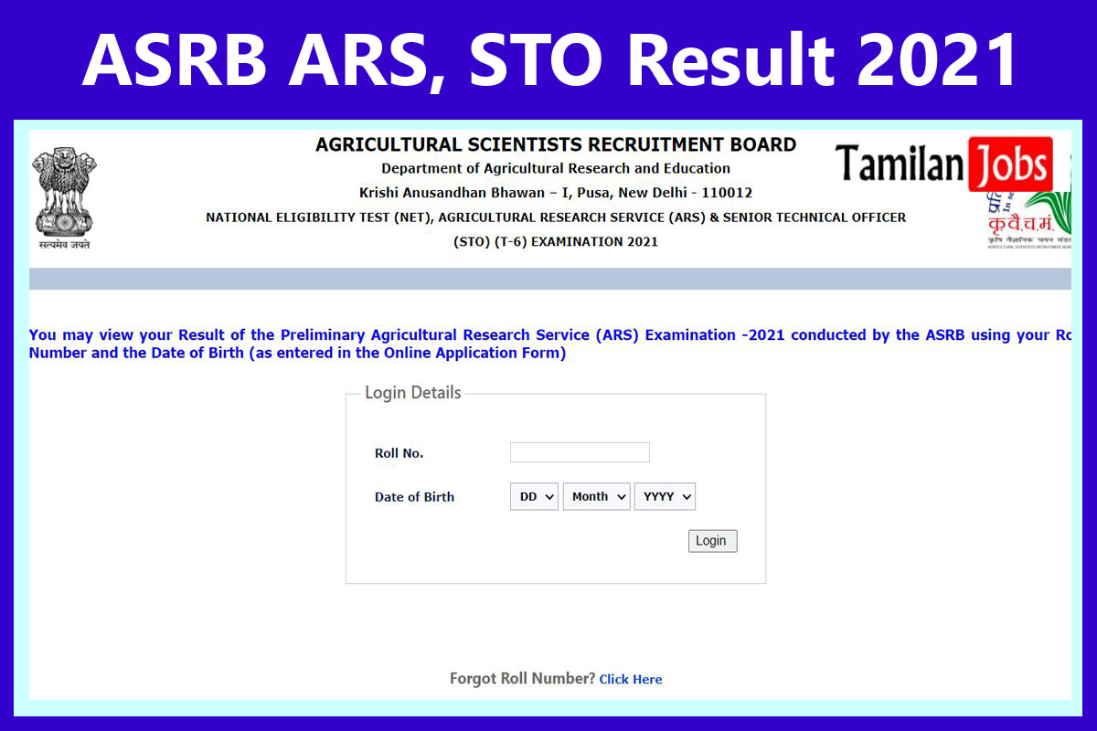 ASRB ARS, STO Result 2021