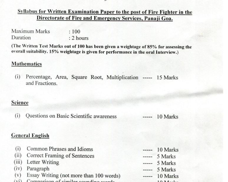 Dfes Goa Syllabus 2021