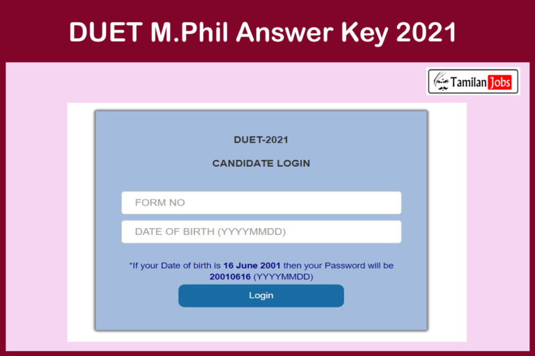 DUET M.Phil Answer Key 2021