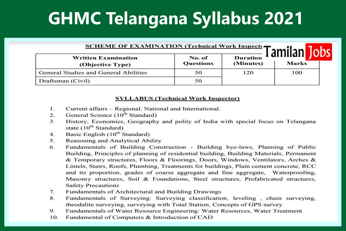 GHMC Telangana Syllabus 2021