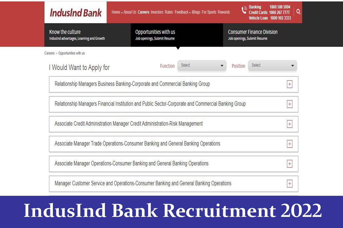 IndusInd Bank Recruitment 2022