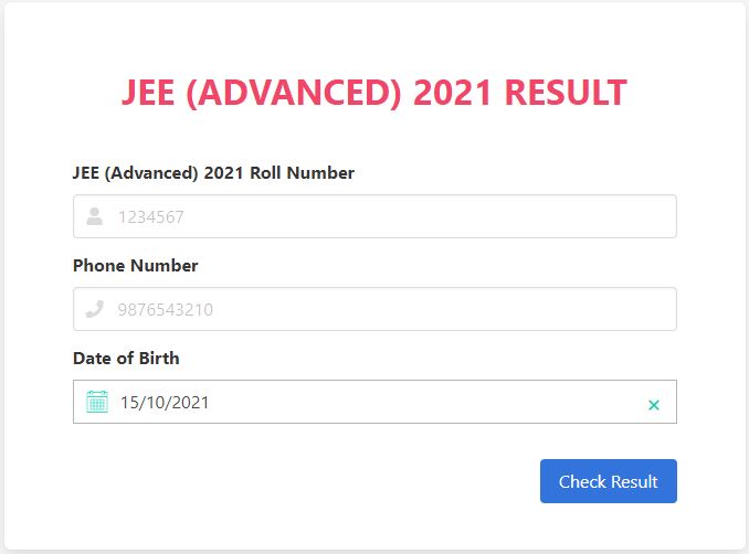 JEE Advanced Result 2021