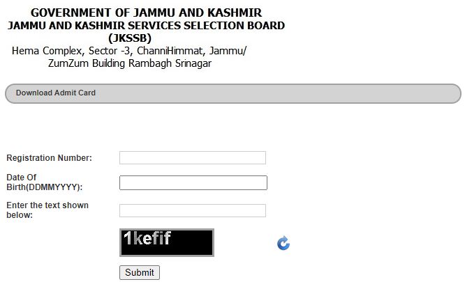 JKSSB Admit Card 2021 for Various Posts
