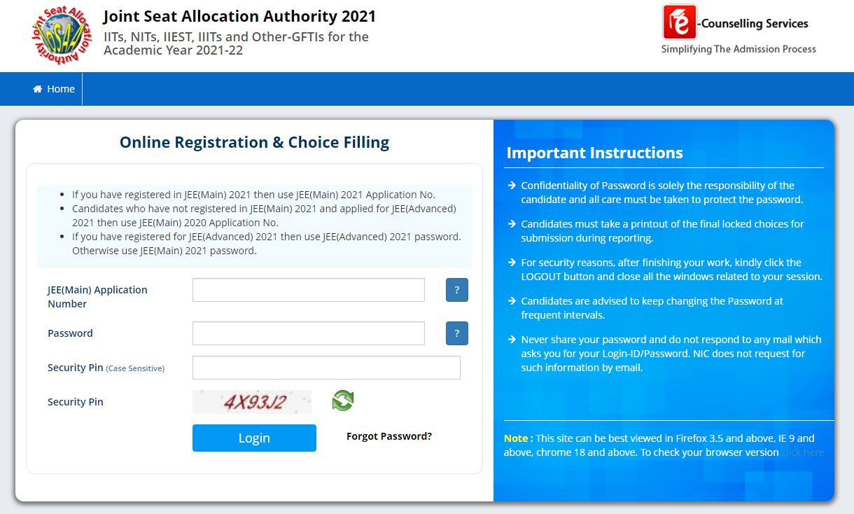 JoSAA Round 1 Seat Allotment Result 2021