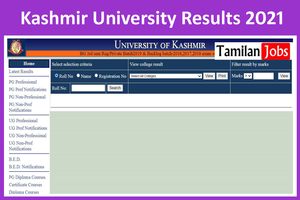 Kashmir University Results 2021