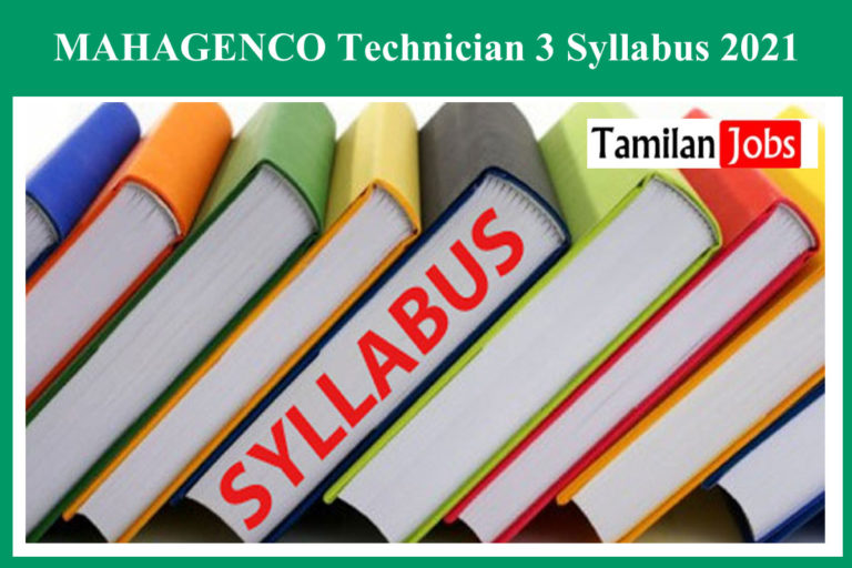 MAHAGENCO Technician 3 Syllabus 2021