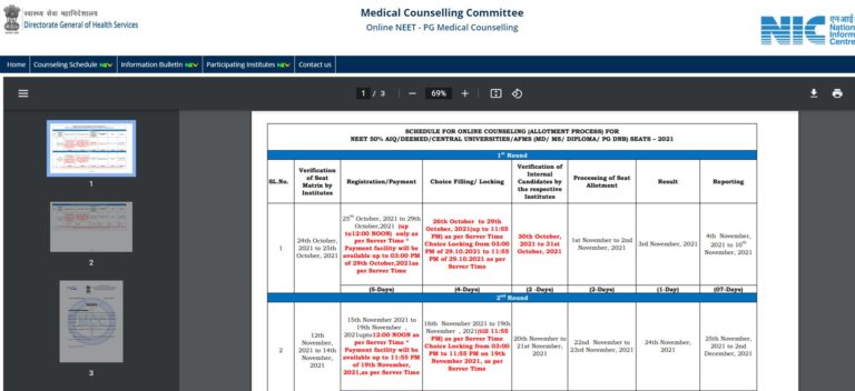 NEET PG Counselling Schedule 2021