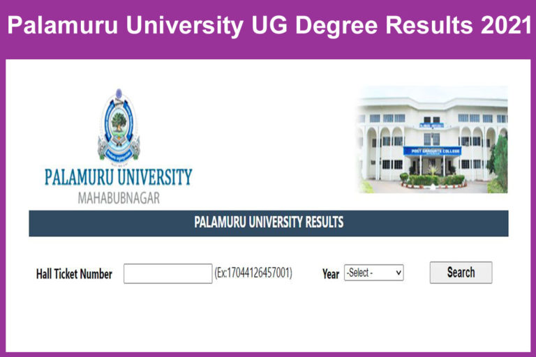 Palamuru University UG Degree Results 2021