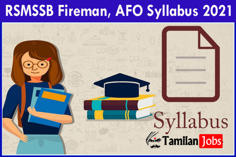 RSMSSB Fireman, AFO Syllabus 2021