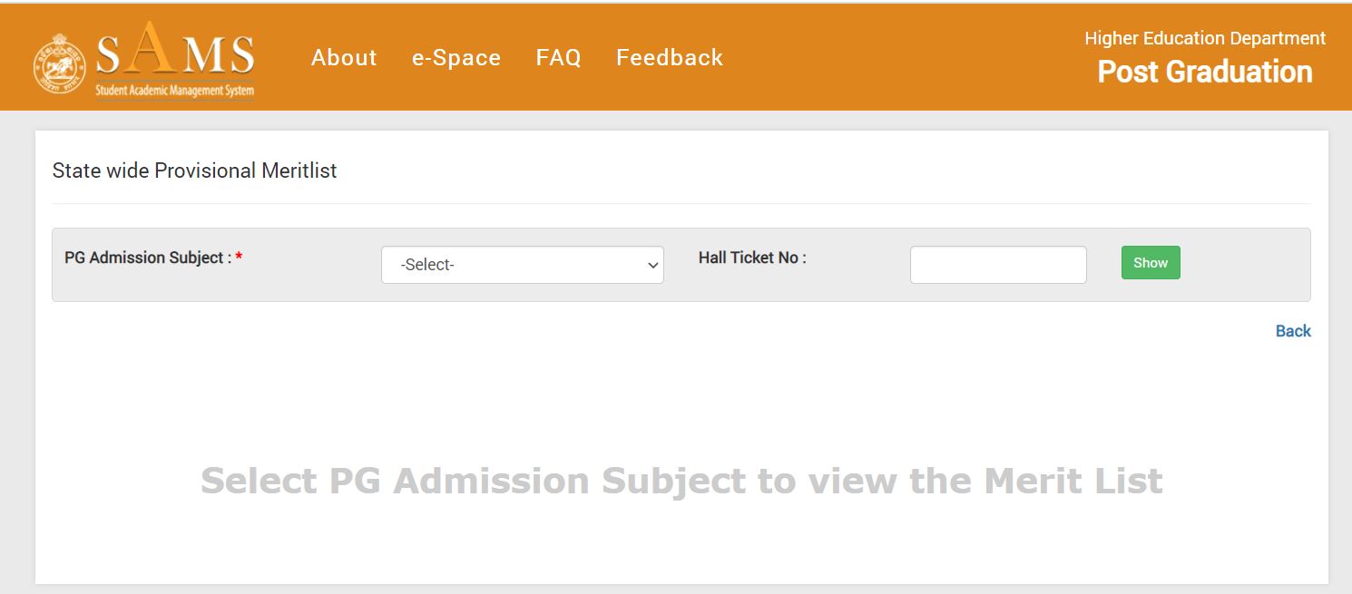 SAMS Odisha PG Merit List 2021