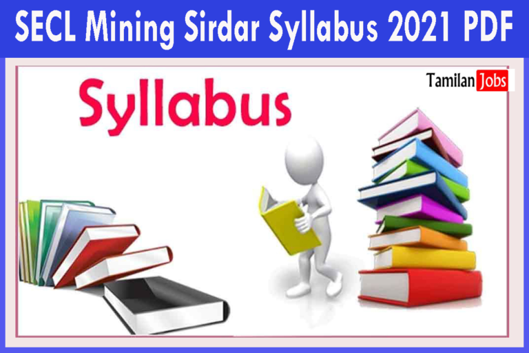 SECL Mining Sirdar Syllabus 2021 PDF