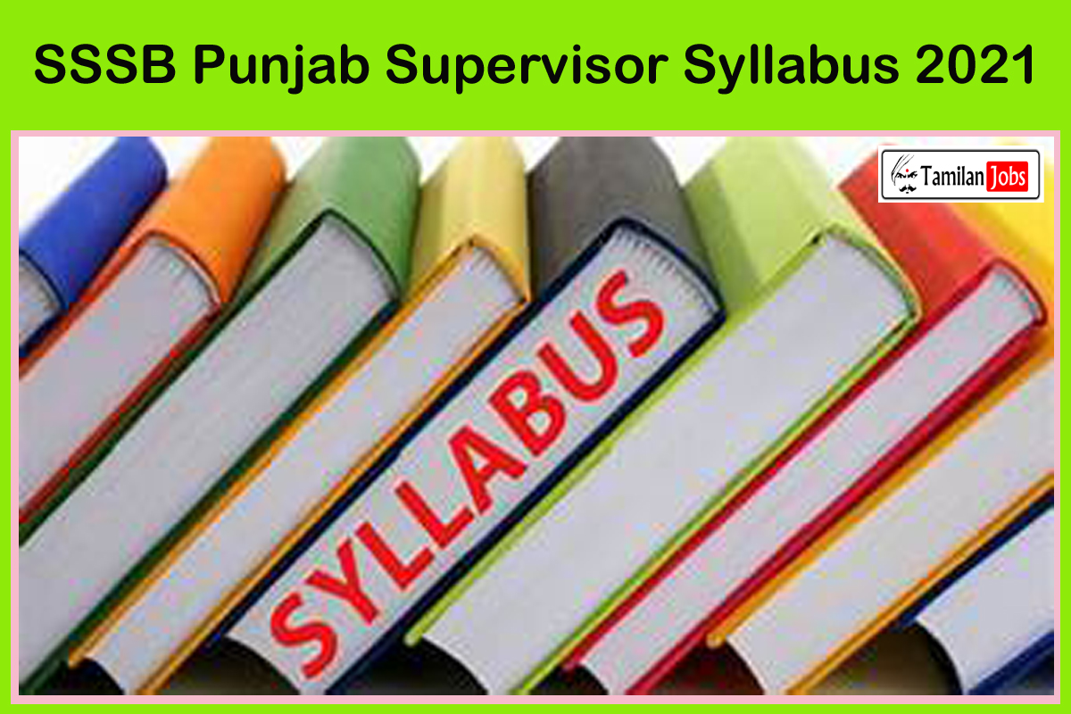 SSSB Punjab Supervisor Syllabus 2021