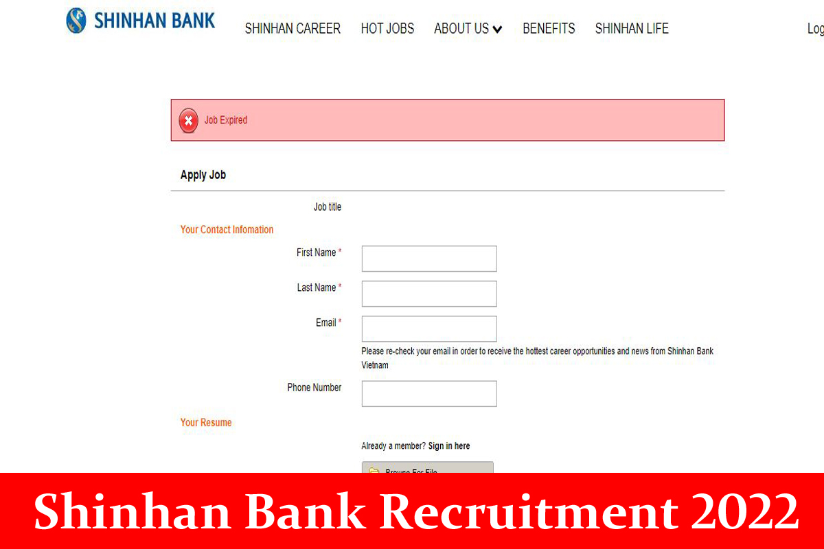 Shinhan Bank Recruitment 2022