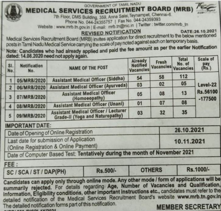 TN MRB Recruitment 2021