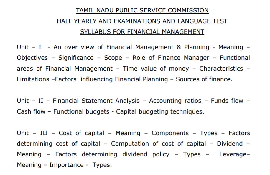 TNPSC Half Yearly Examination Syllabus 2021