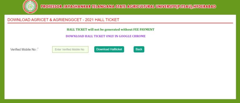 TS AGRICET Hall Ticket 2021