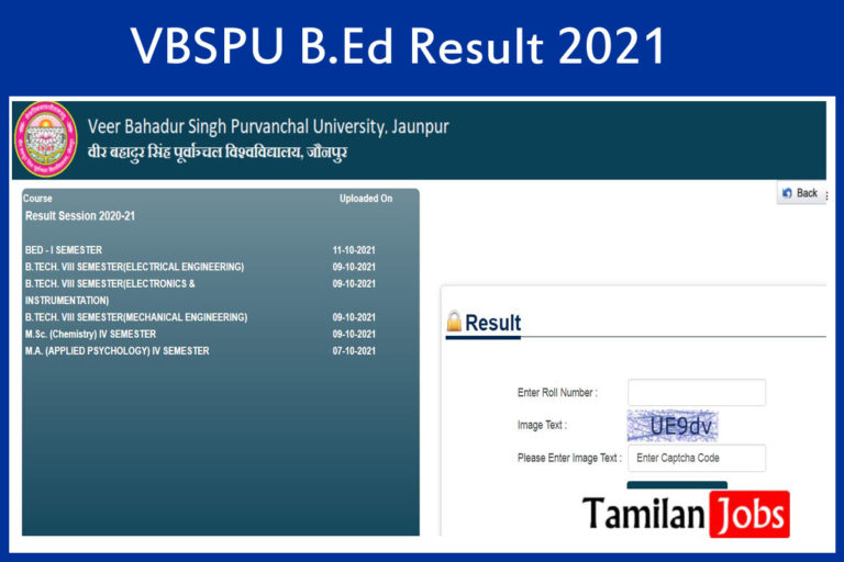 VBSPU B.Ed Result 2021