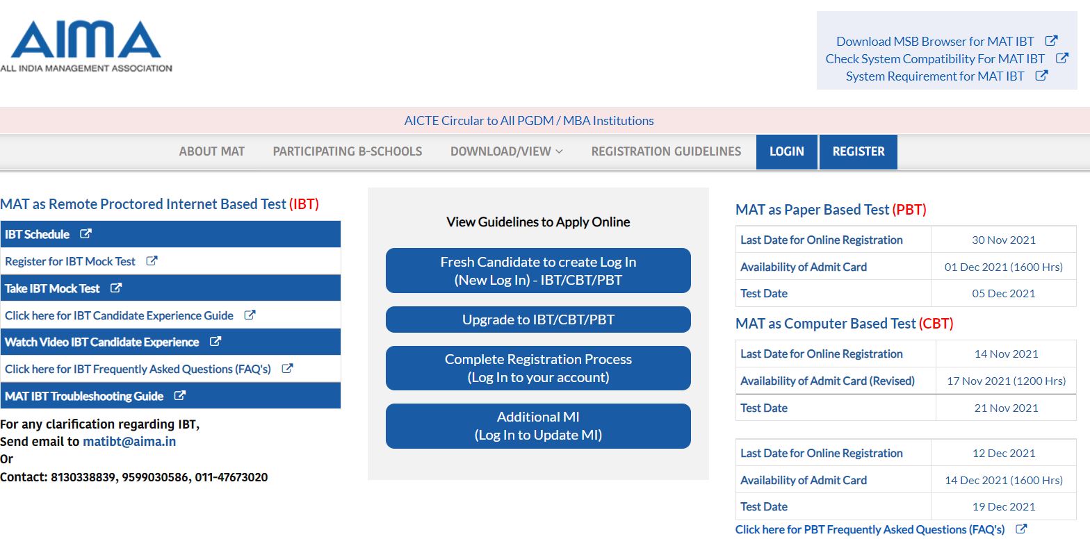 Aima Mat Admit Card 2021