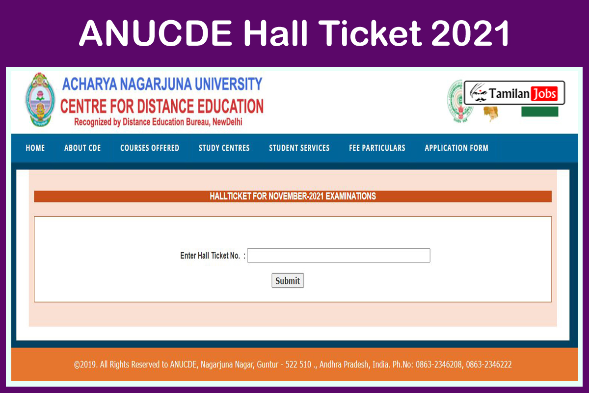 ANUCDE Admit Card 2021