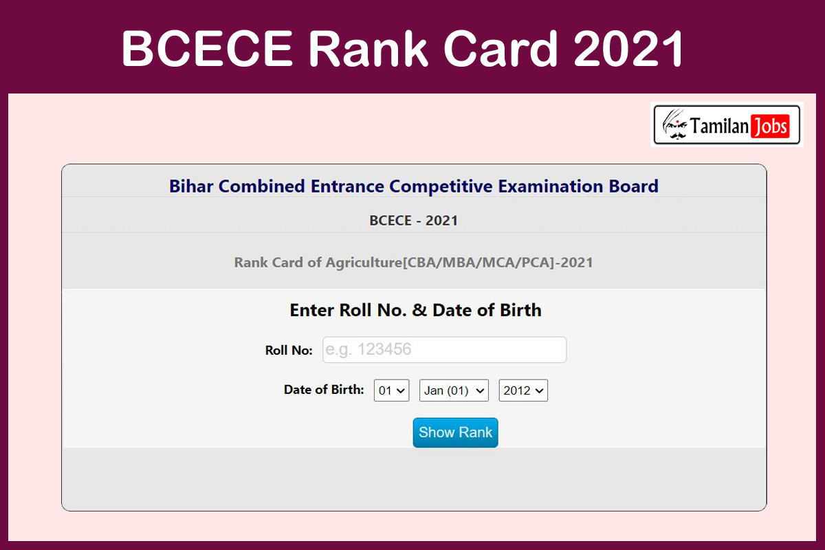 BCECE Rank Card 2021